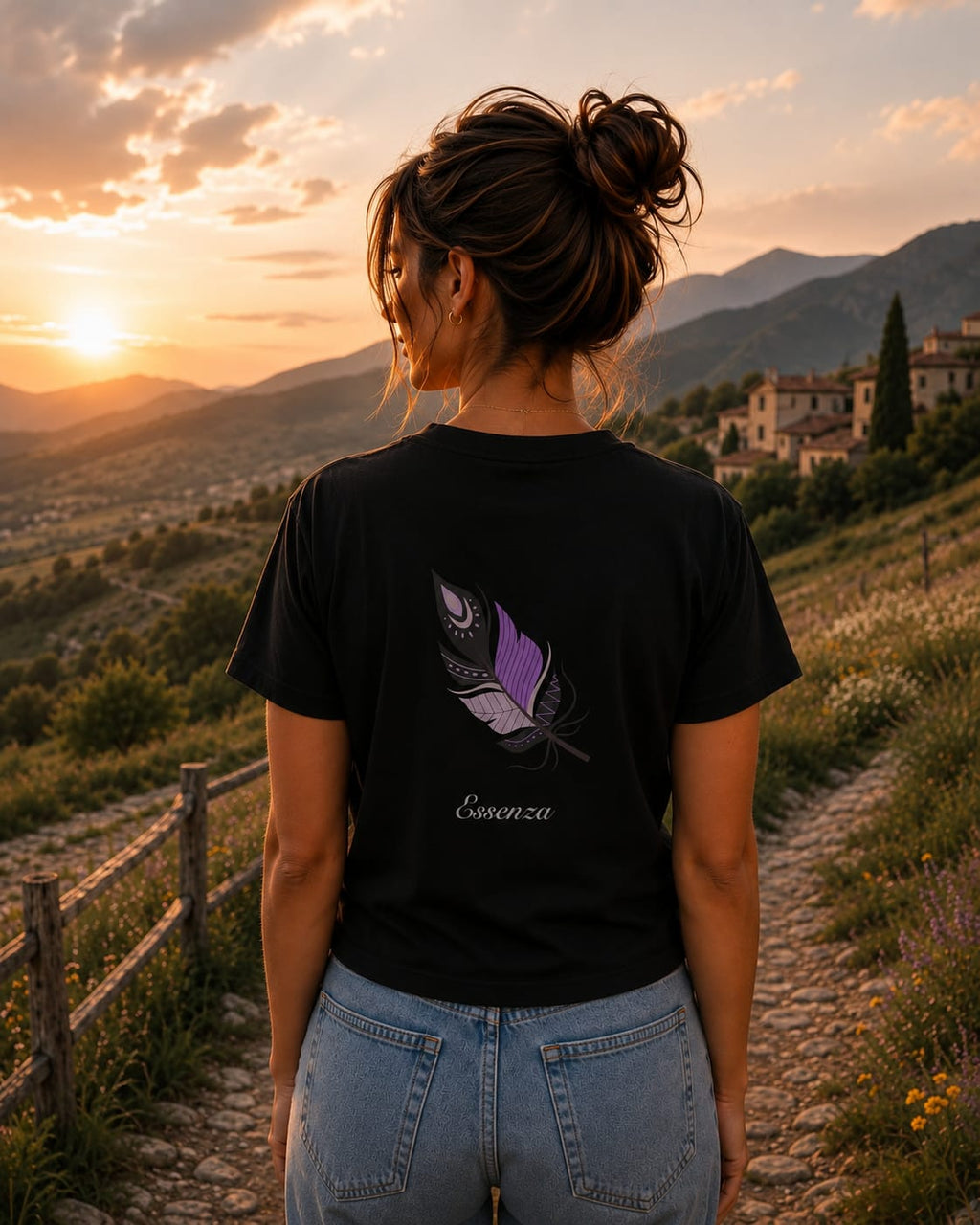 T-Shirt Donna Nera - Essenza