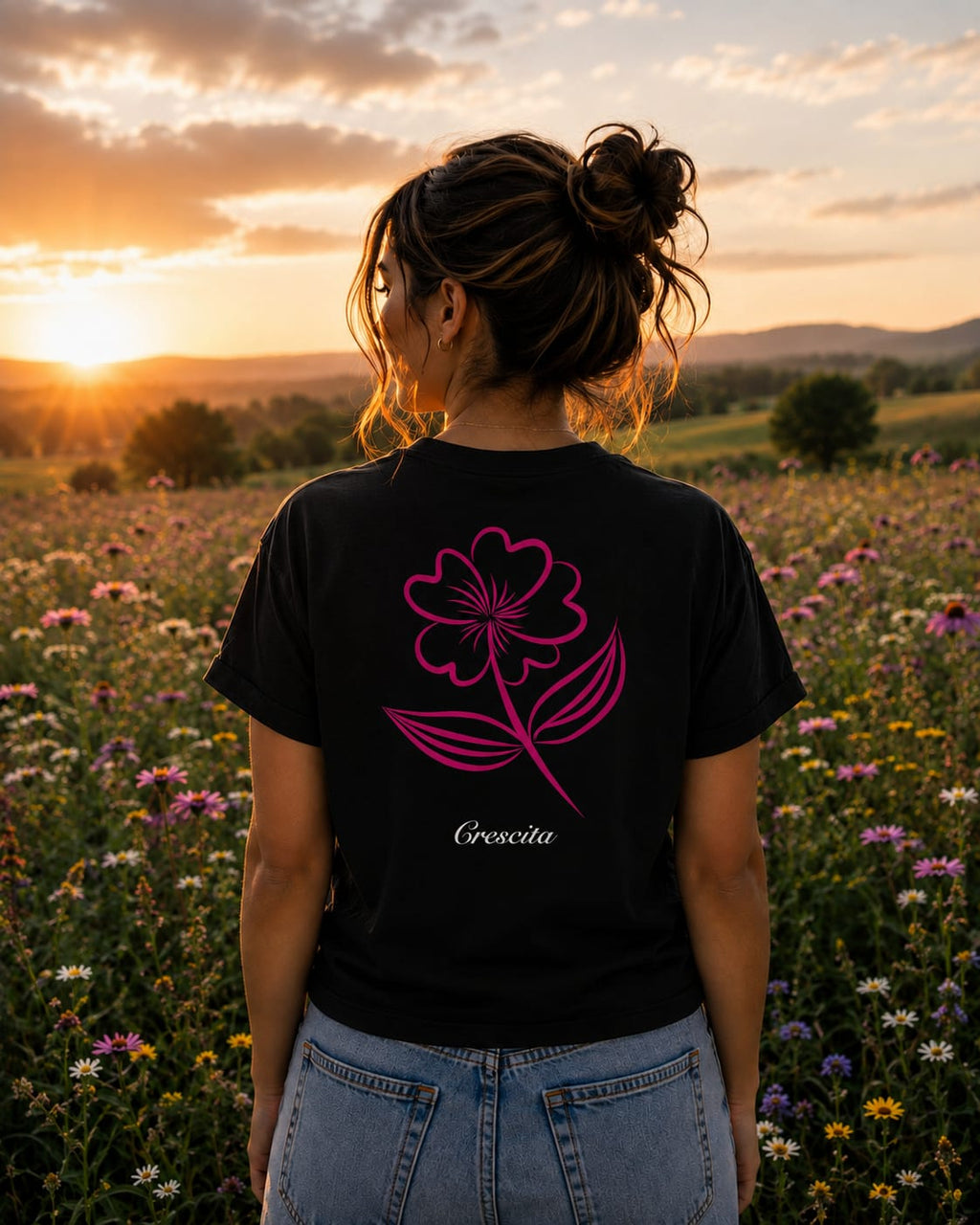 T-Shirt Donna Nera - Crescita