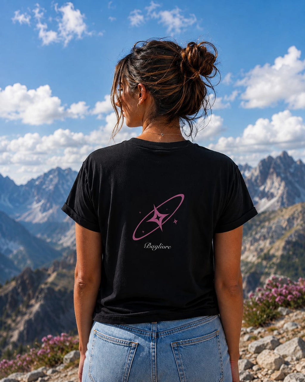 T-Shirt Donna Nera - Bagliore
