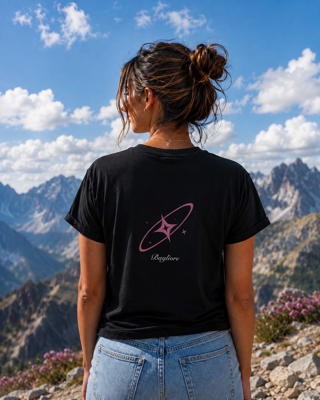 T-Shirt Donna Nera - Bagliore