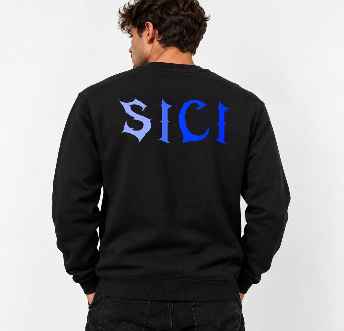 Felpa Uomo - Scritta retro sici blu