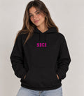 Felpa Donna Cappuccio - Scritta sici fucsia