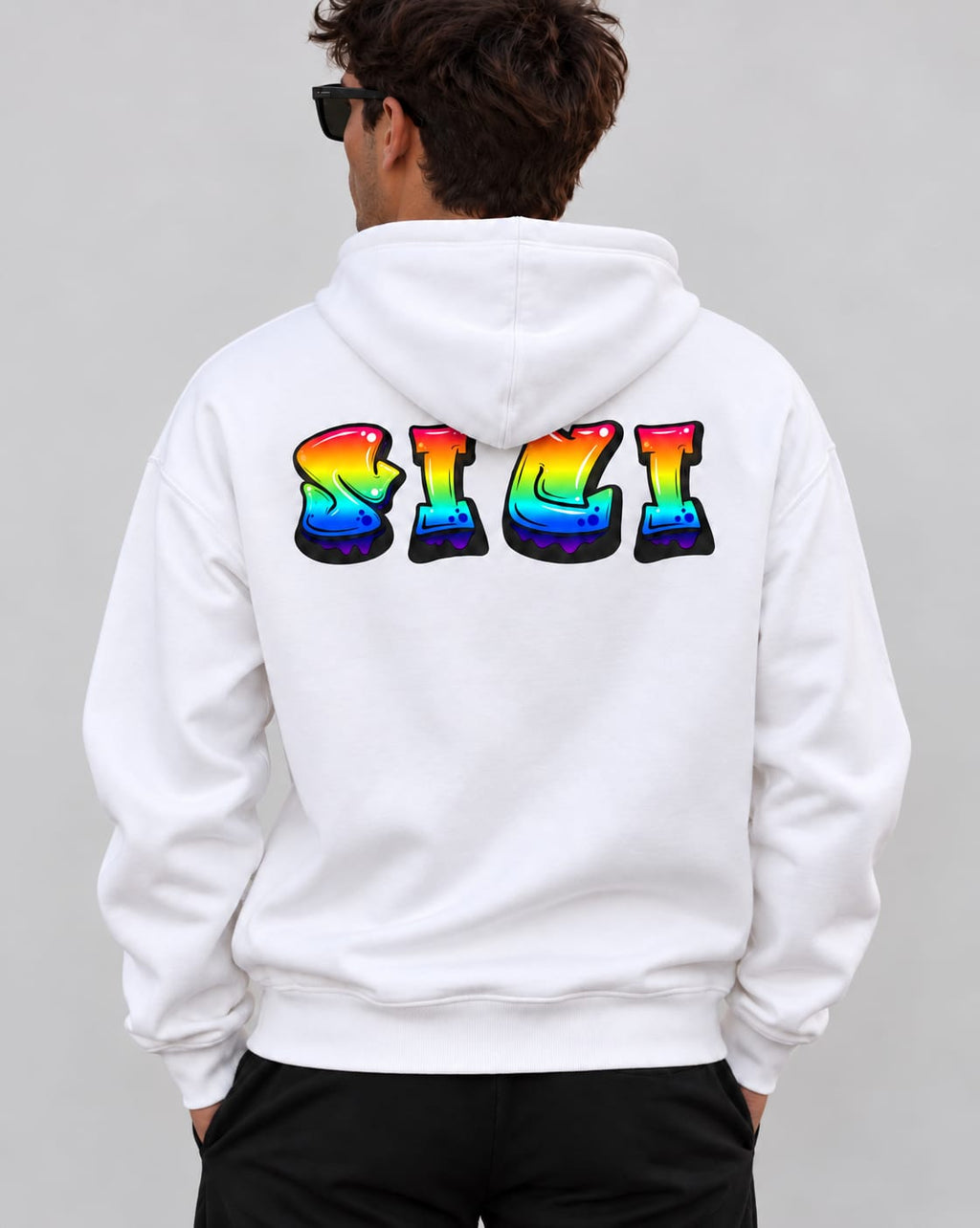 Felpa Uomo Cappuccio - Scritta retro sici multicolor
