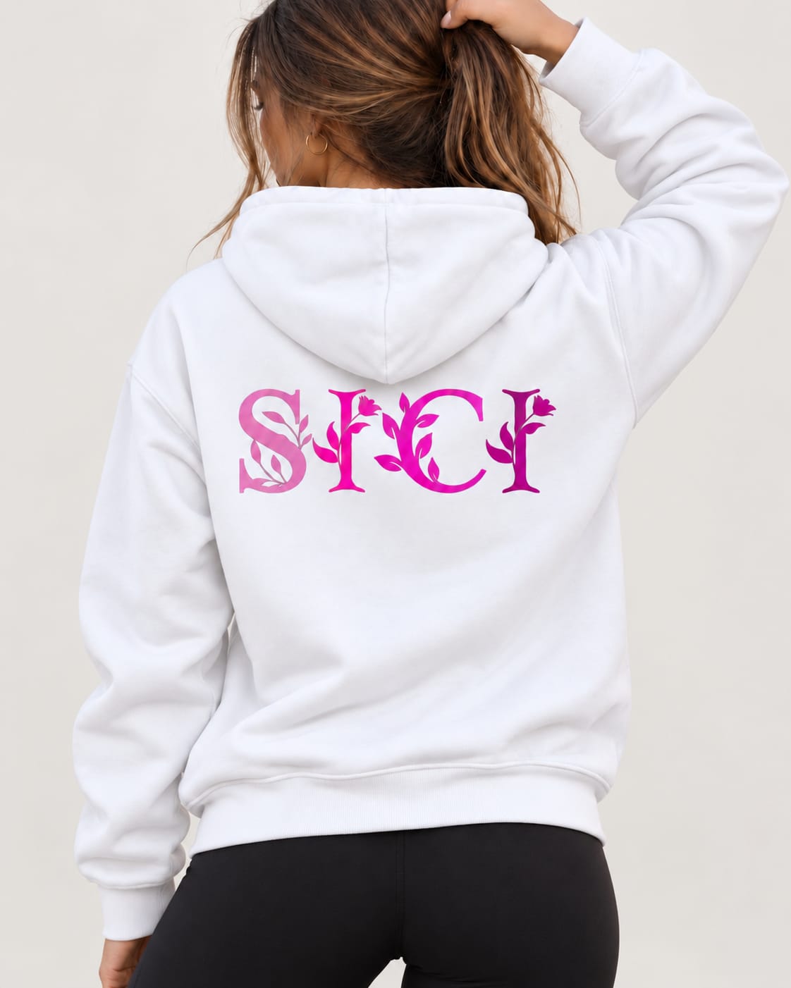 Felpa Donna Cappuccio - Scritta retro sici floreale