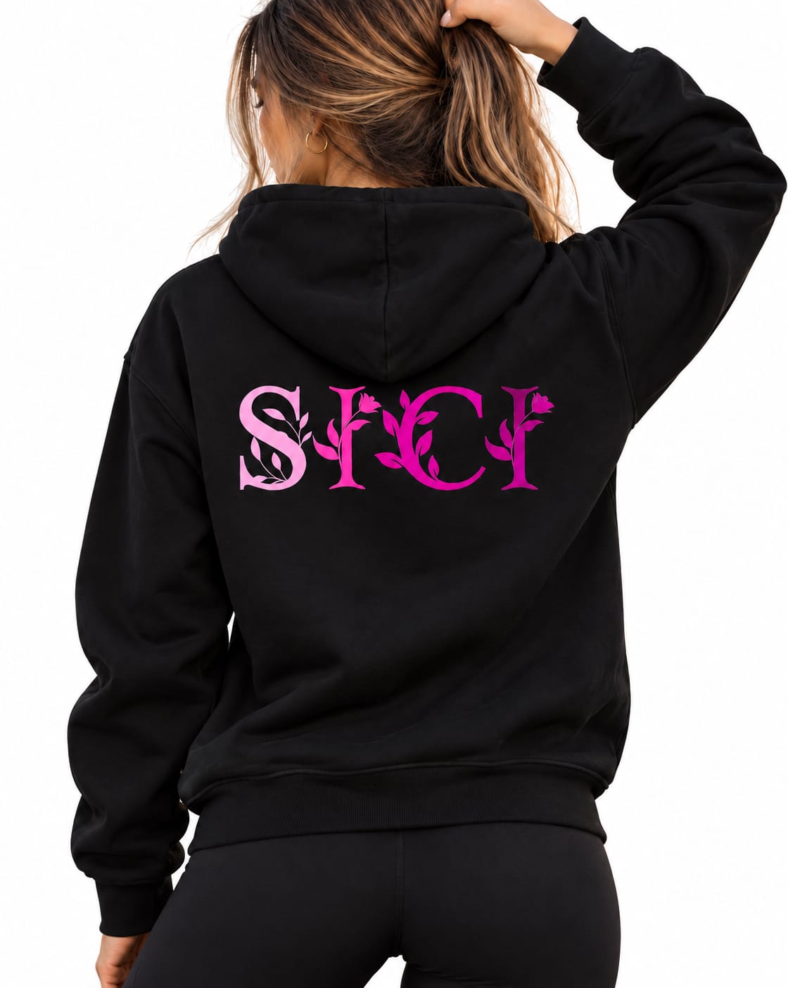 Felpa Donna Cappuccio - Scritta retro sici floreale