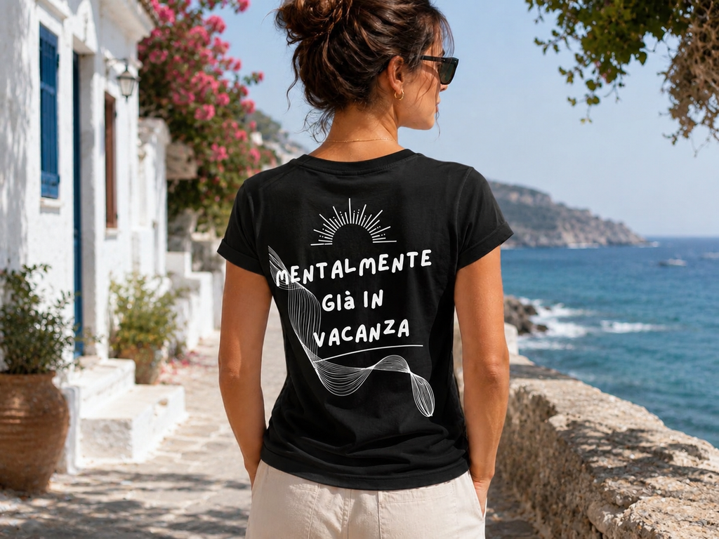 Mentalmente già in vacanza - T-Shirt Donna Nera