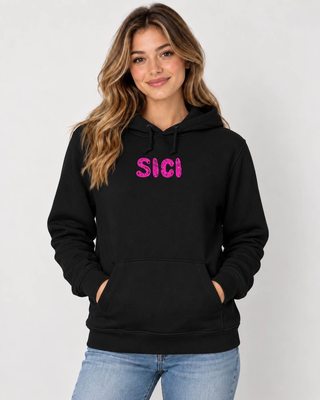Felpa Donna Cappuccio - Scritta Sici rosa